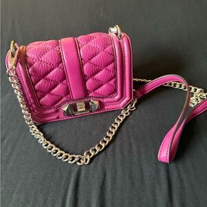 Rebecca Minkoff Quilted Fuchsia Chain Strap Crossbody